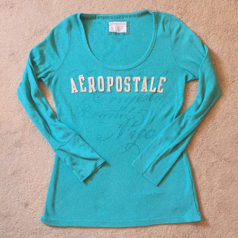 Aeropostale Waffle knit long sleeve graphic tee